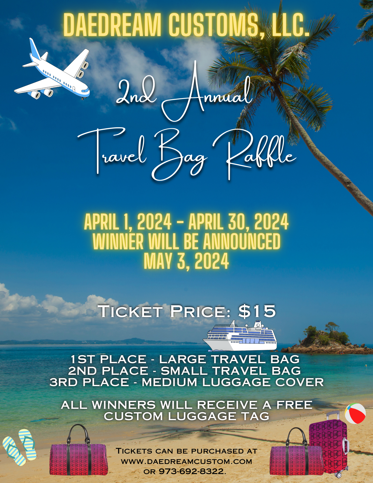 2024 Travel Bag Raffle - April 1st - April 30th