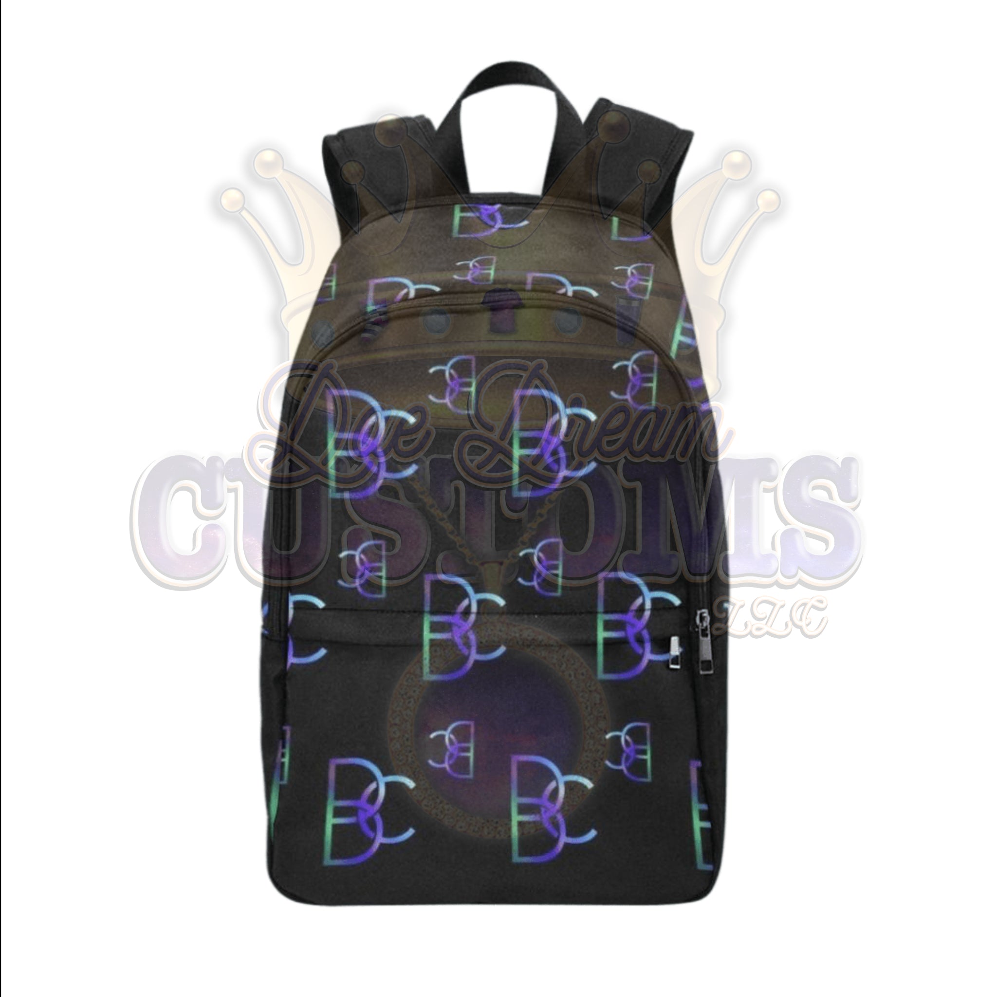 Dope, Dedicated & Confident (DDC) Fabric Style Black, Blue & Green Backpack