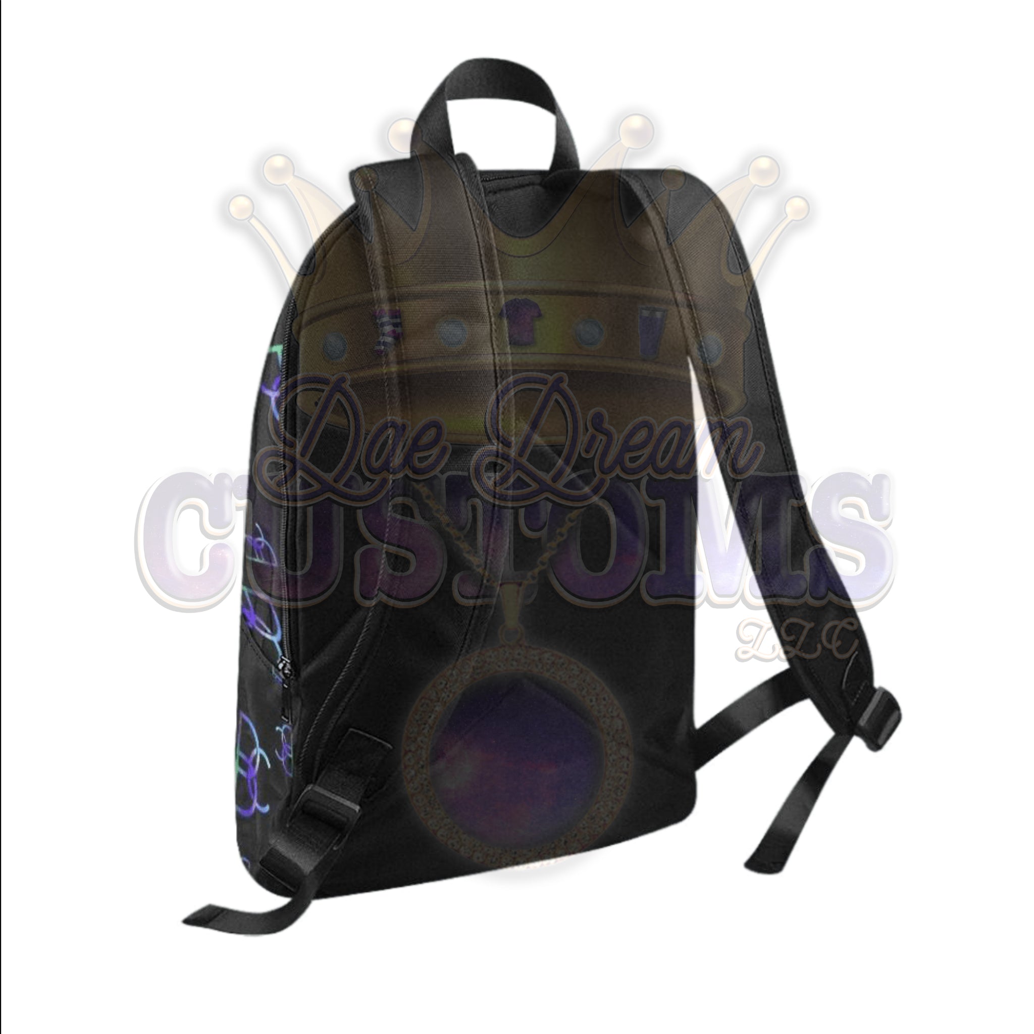 Dope, Dedicated & Confident (DDC) Fabric Style Black, Blue & Green Backpack