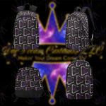 Load image into Gallery viewer, Dope, Dedicated &amp; Confident (DDC) Fabric Style Black, Purple &amp; White Backpack
