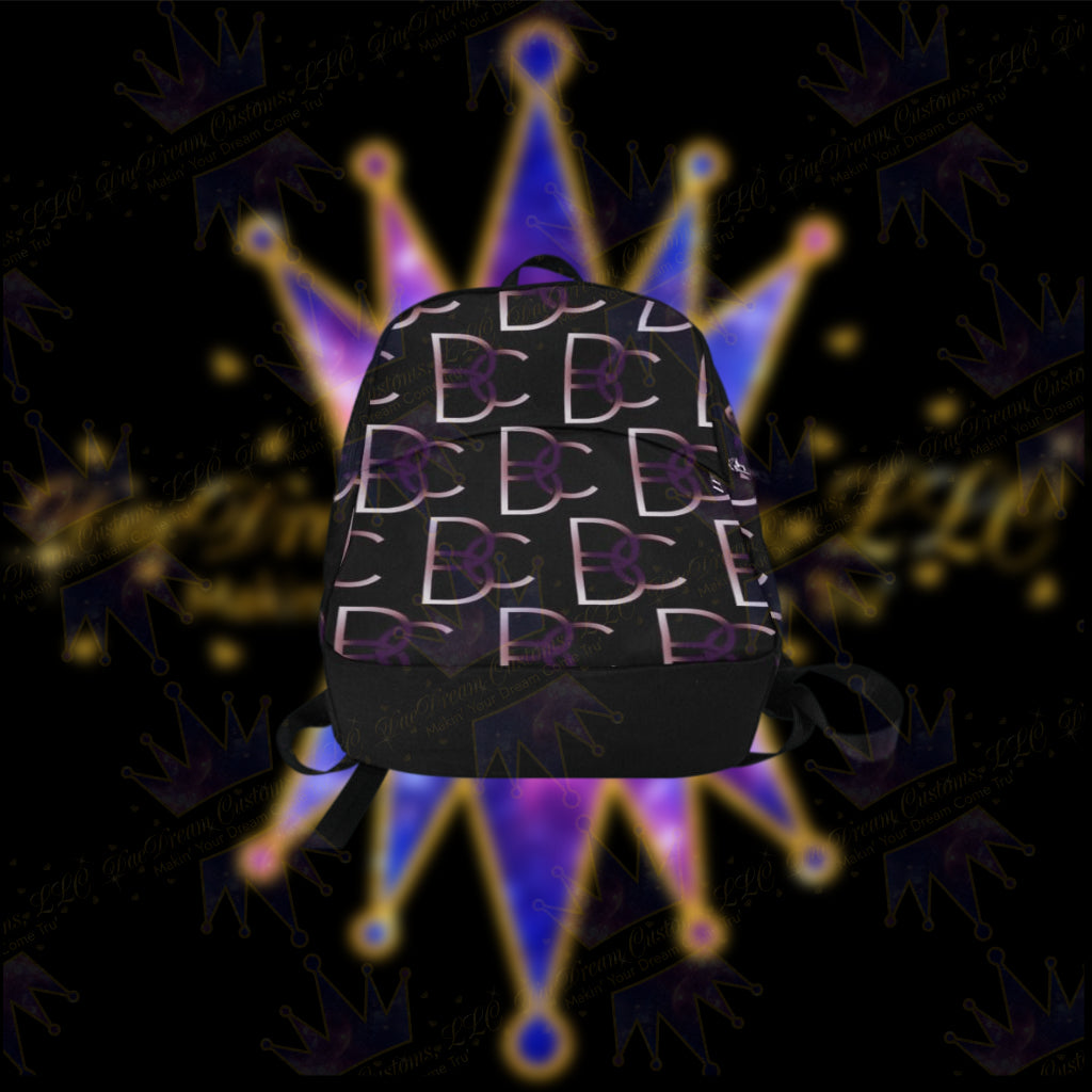 Dope, Dedicated & Confident (DDC) Fabric Style Black, Purple & White Backpack