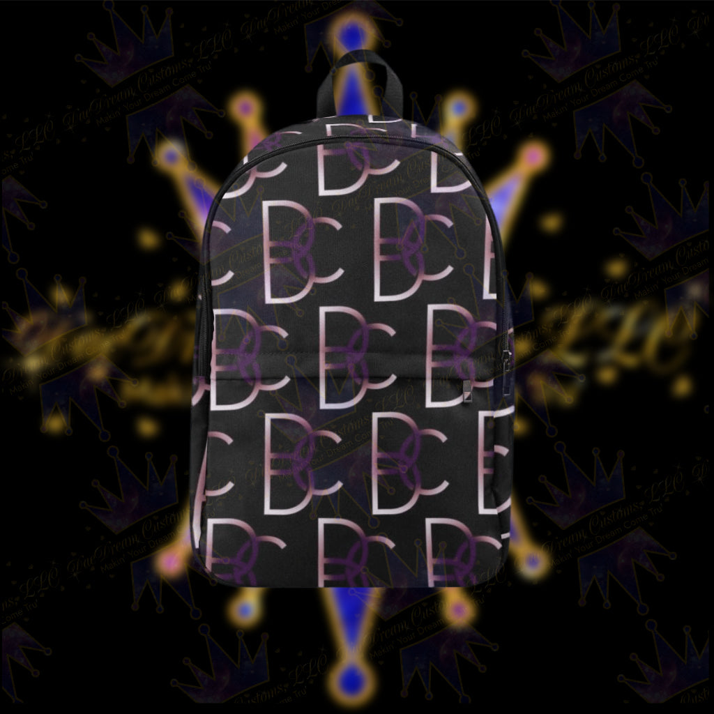 Dope, Dedicated & Confident (DDC) Fabric Style Black, Purple & White Backpack