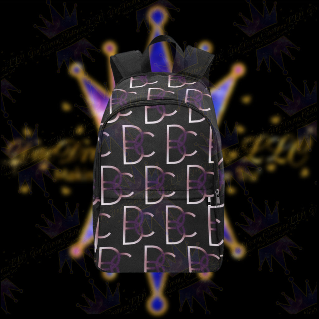Dope, Dedicated & Confident (DDC) Fabric Style Black, Purple & White Backpack