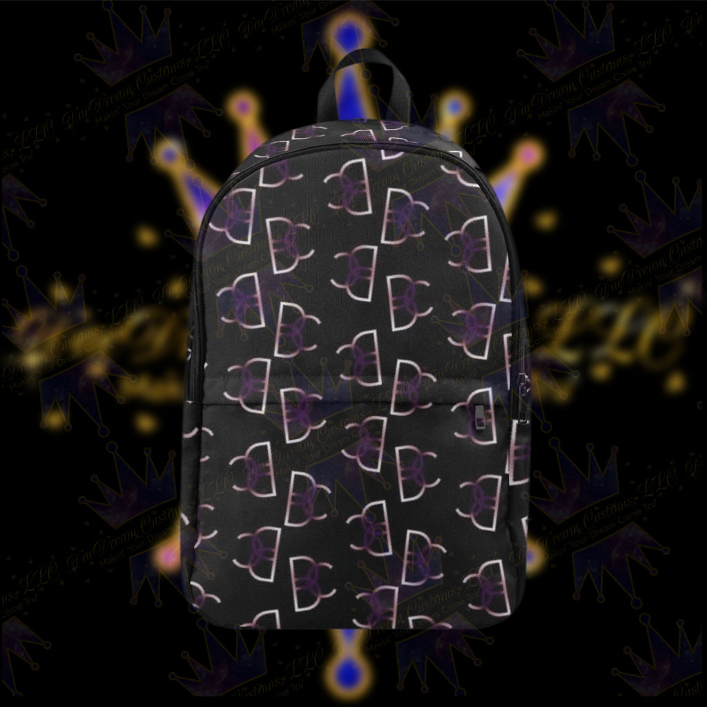 Dope, Dedicated & Confident (DDC) Fabric Style Black, Purple & White Backpack