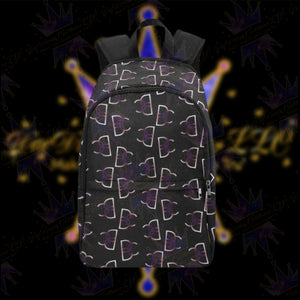 Dope, Dedicated & Confident (DDC) Fabric Style Black, Purple & White Backpack
