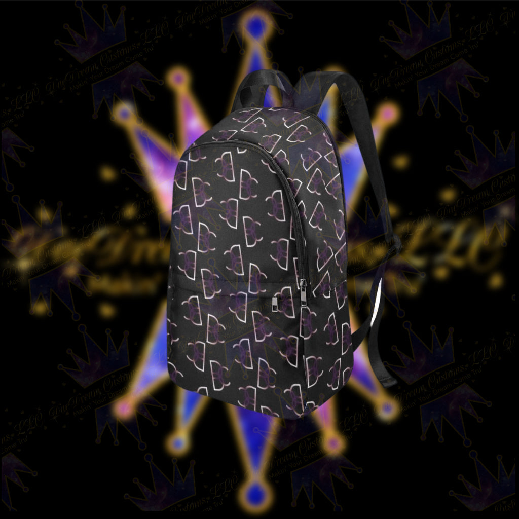 Dope, Dedicated & Confident (DDC) Fabric Style Black, Purple & White Backpack