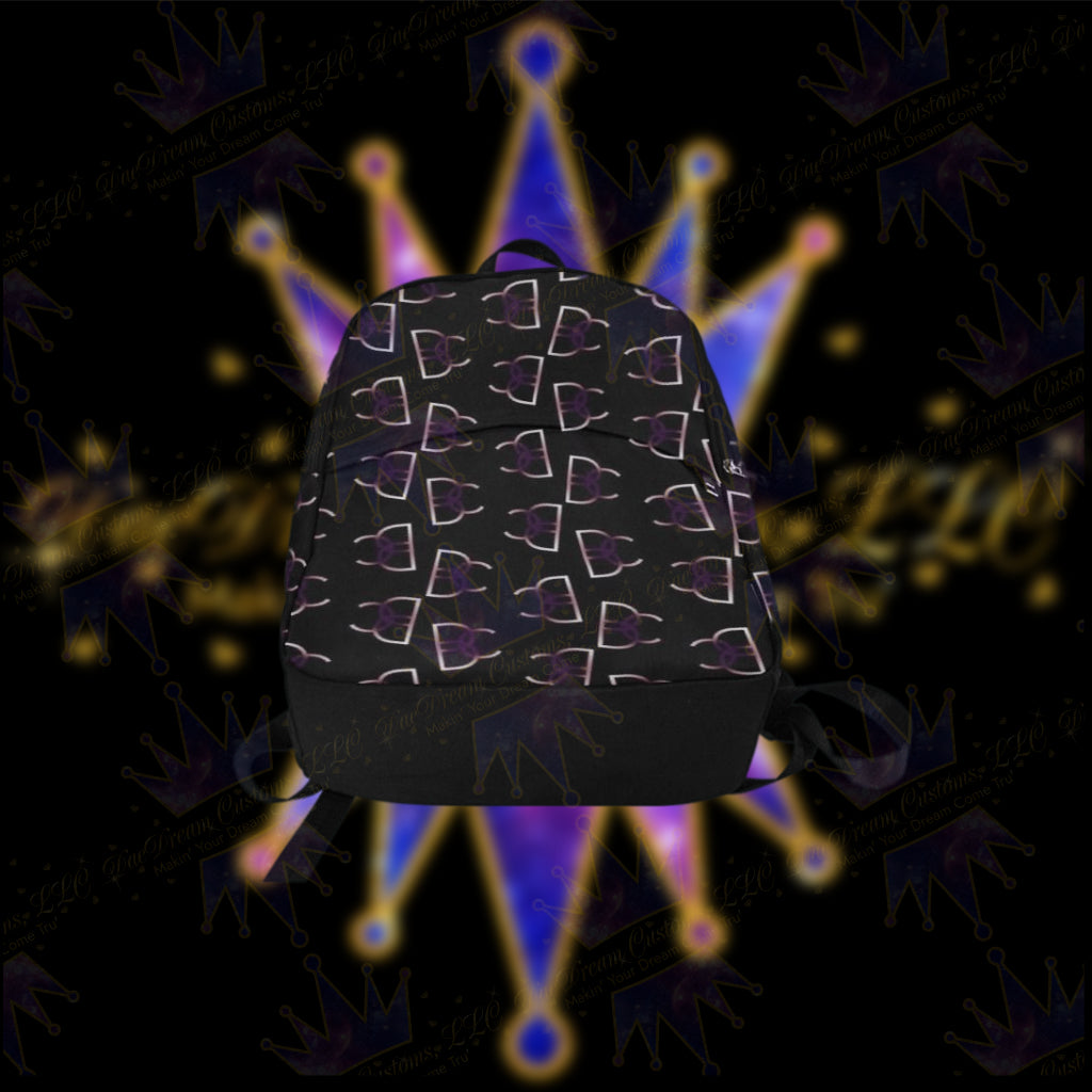 Dope, Dedicated & Confident (DDC) Fabric Style Black, Purple & White Backpack