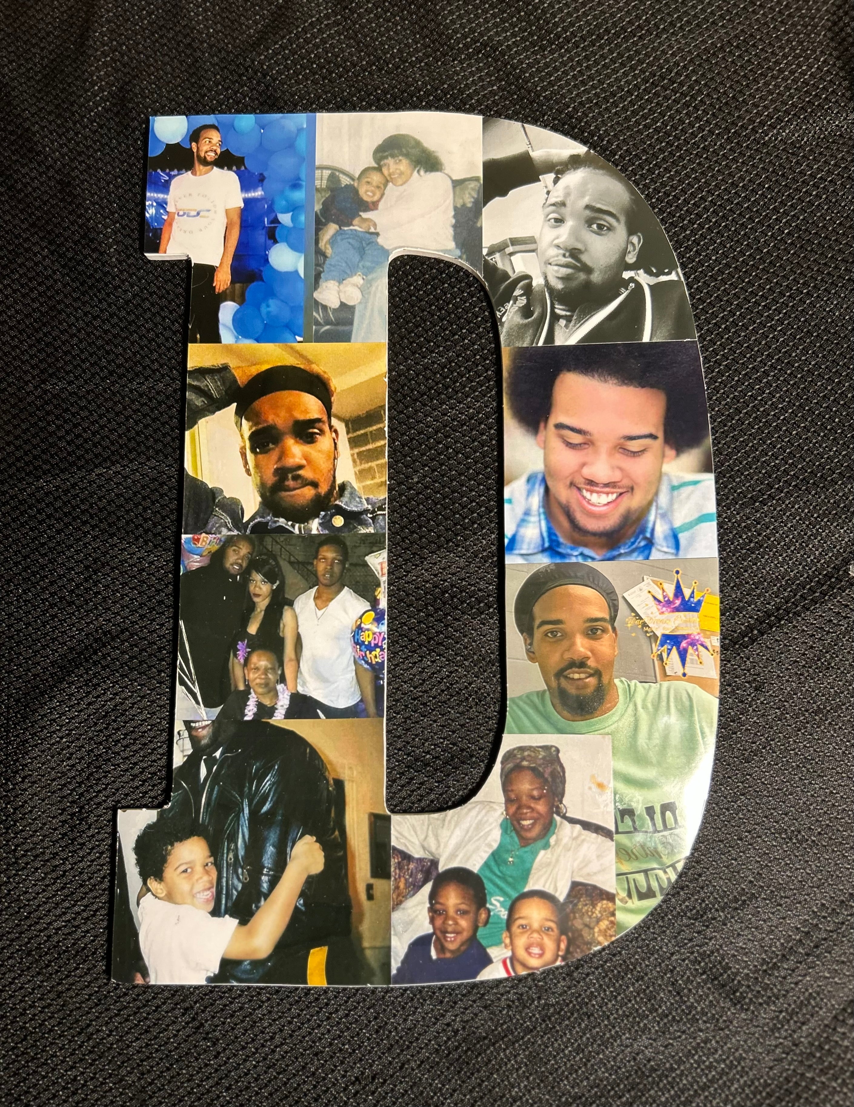 13in Photo Collage Letter - Wood Style