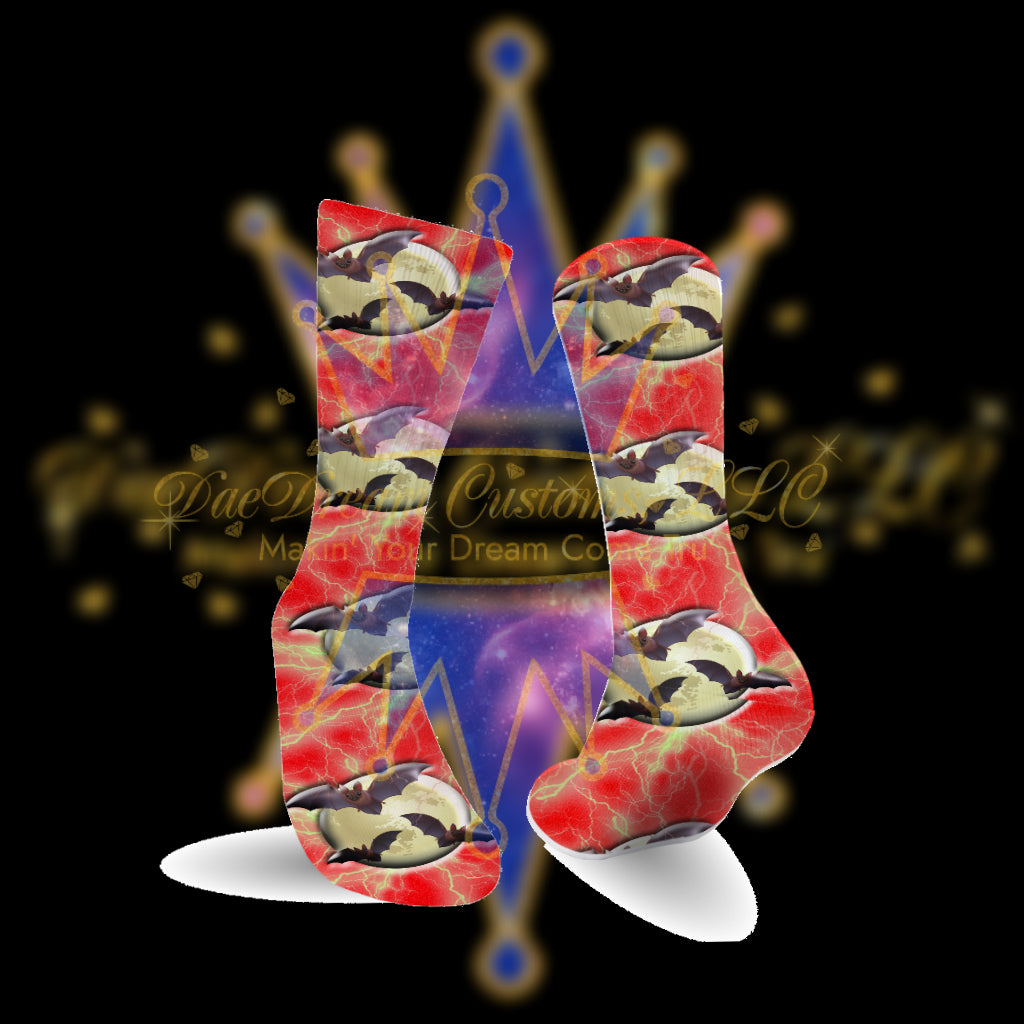 DaeDream Spooky Lightin' Moon Bat Socks - DaeDream Customs