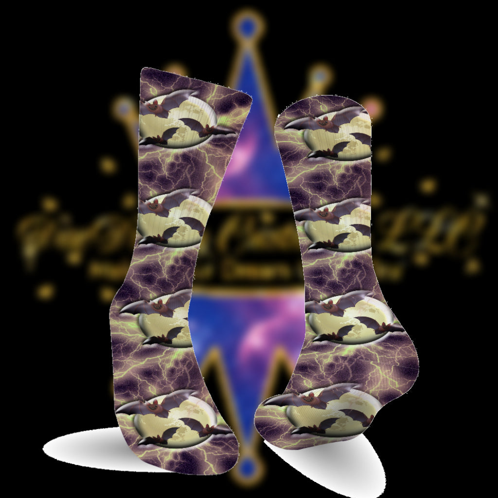 DaeDream Spooky Lightin' Moon Bat Socks - DaeDream Customs